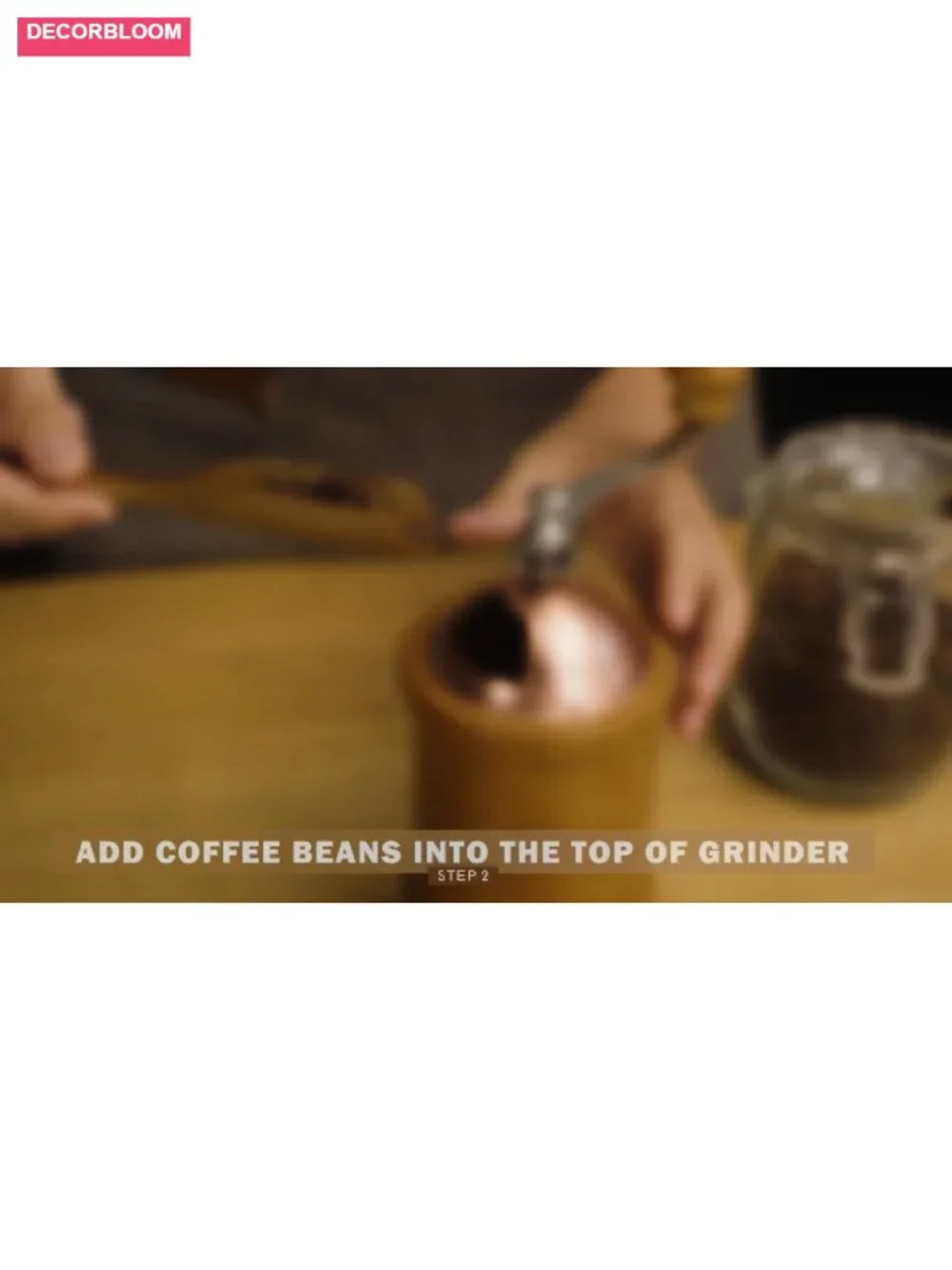 Manual Coffee Grinder with Adjustable Ceramic Burr, Vintage Style Wooden Hand
